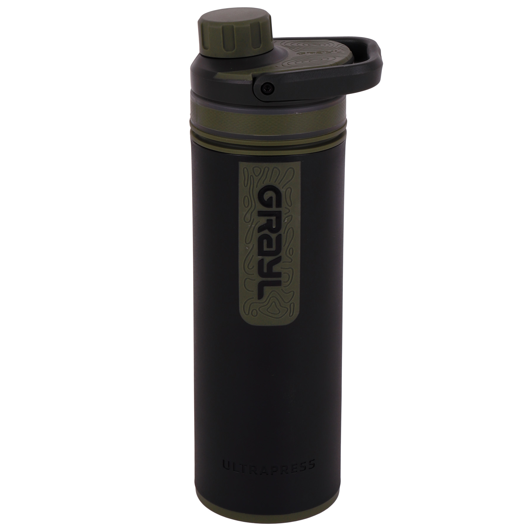 Produktbild von Grayl UltraPress Purifier Trinkflasche mit Wasserfilter - 500ml - Camp Black
