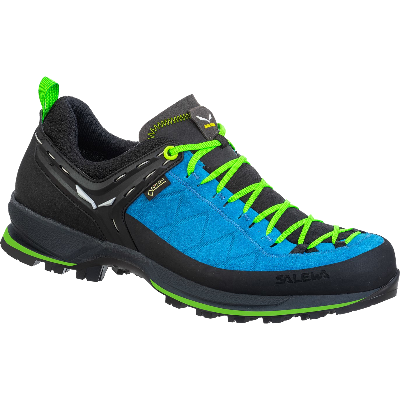 Picture of Salewa Mountain Trainer 2 GTX Hiking Shoes - blue danube/fluo green 8375
