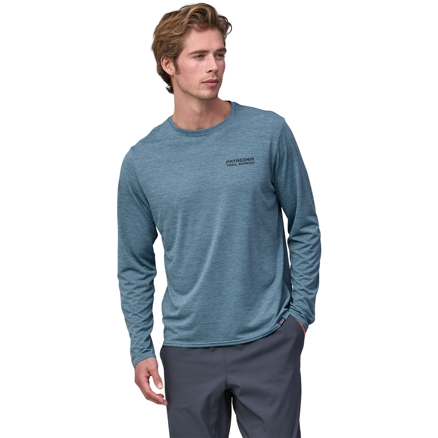 Picture of Patagonia Capilene Cool Daily Graphic Longsleeve Shirt Men - Lands - Tree Trotter: Utility Blue X-Dye