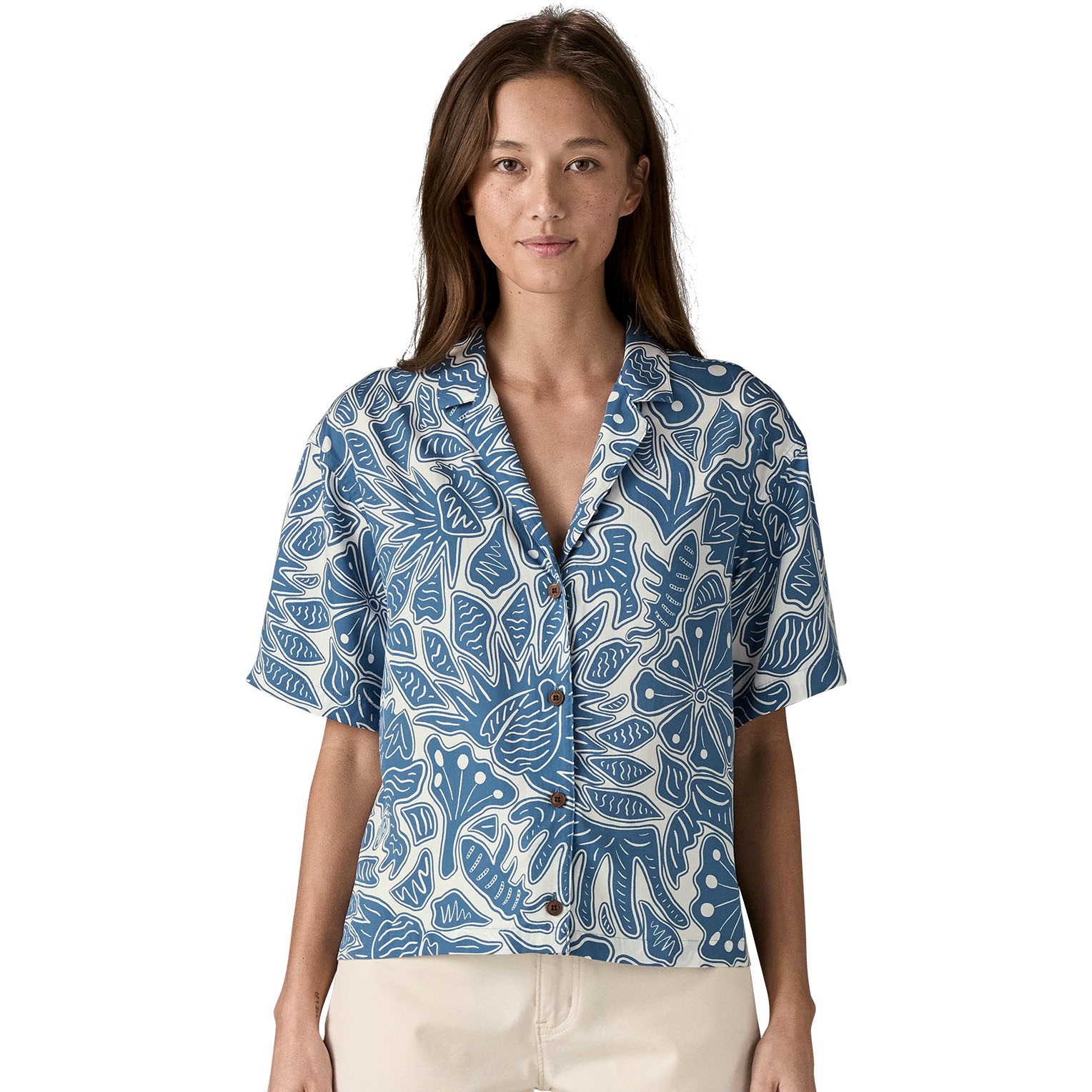 Produktbild von Patagonia Tidal Threads Shirt Women - Bees and Flowers: Still Blue