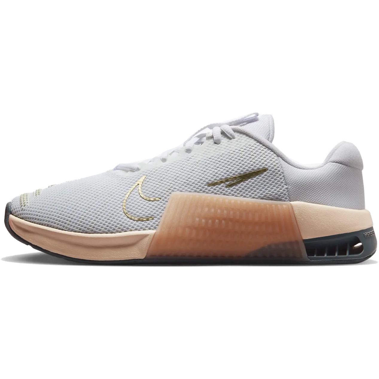 Nike Metcon 9 Trainingsschuhe Damen white white metallic gold grain sanddrift DZ2537 104