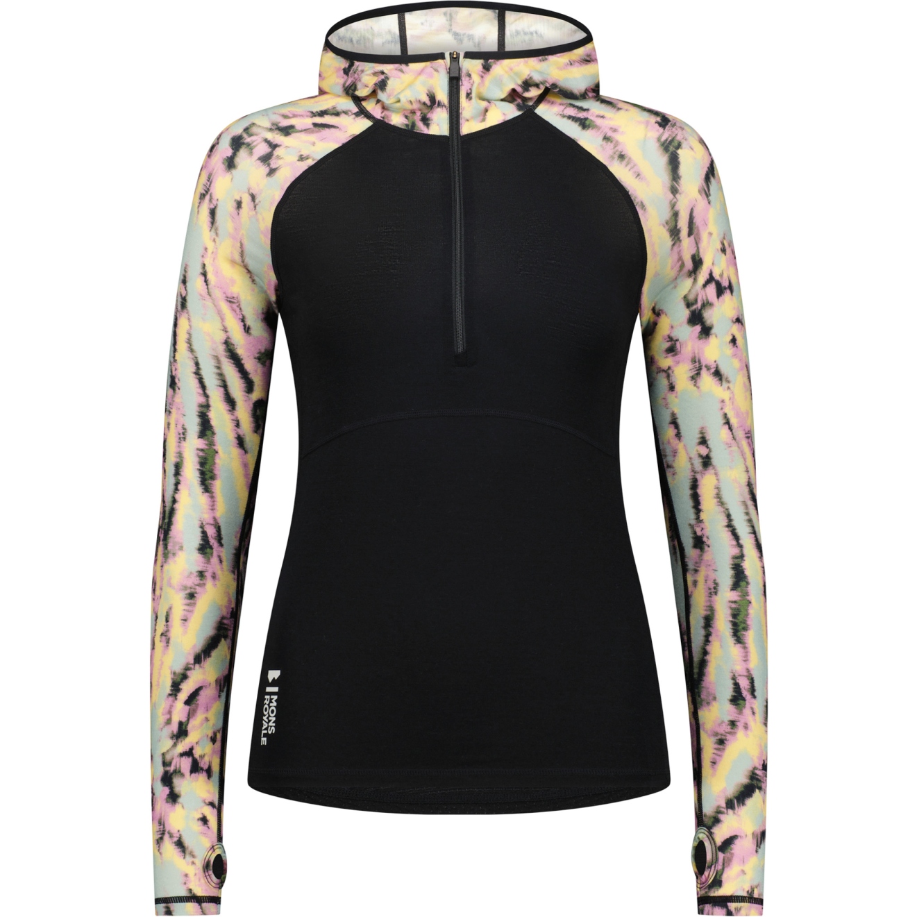 Foto de Mons Royale Camiseta de Manga Larga con Capucha Mujer - Bella Merino Air-Con - rad things / negro