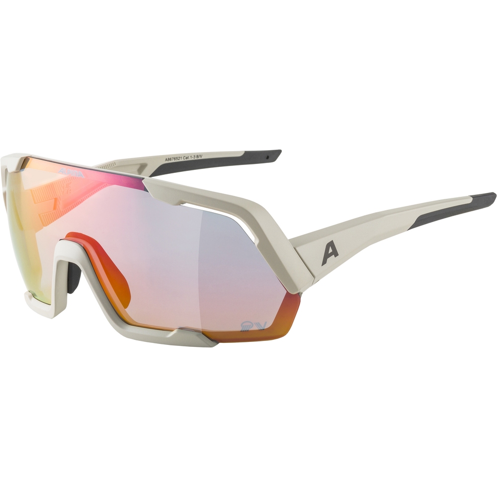 Image of Alpina Rocket QV Glasses - Cool-Grey Matt / QuattroflexVarioflex Rainbow Mirror