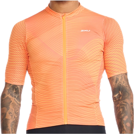 Picture of 2XU Aero Cycle Short Sleeve Jersey - turmeric/white reflective