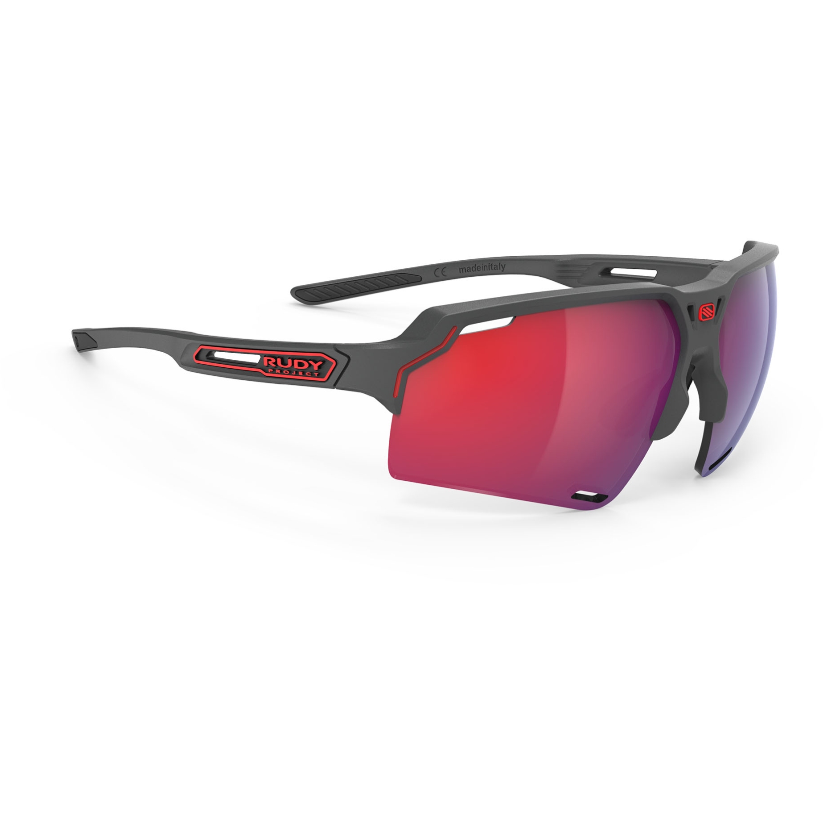 Image of Rudy Project Deltabeat Glasses - Charcoal Matte/Multilaser Red