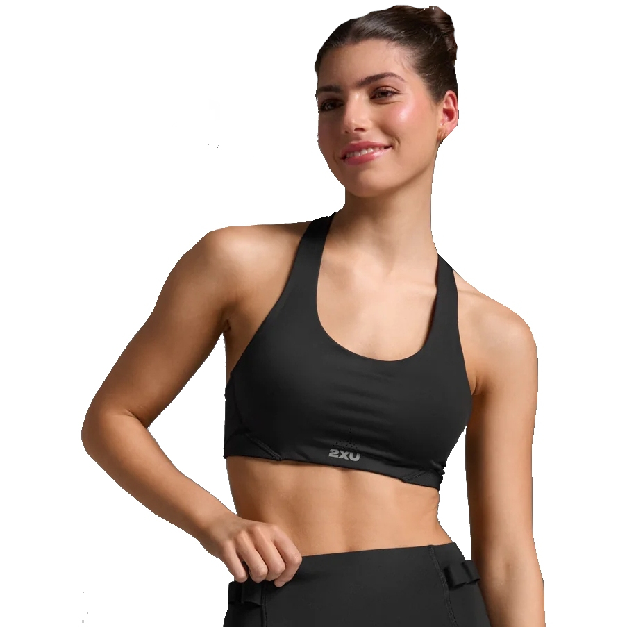 Productfoto van 2XU Aero Mesh Medium Impact Bra Women - black/silver reflective