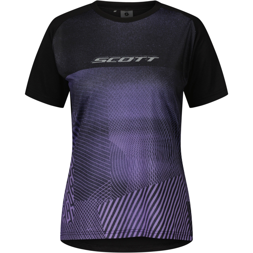 Женская футболка с коротким рукавом SCOTT Trail Tuned - черный/swish purple черный, фиолетовый