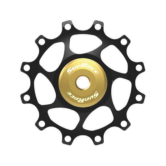 Picture of SunRace SP862 Pulley Wheel - 12 teeth - black/gold