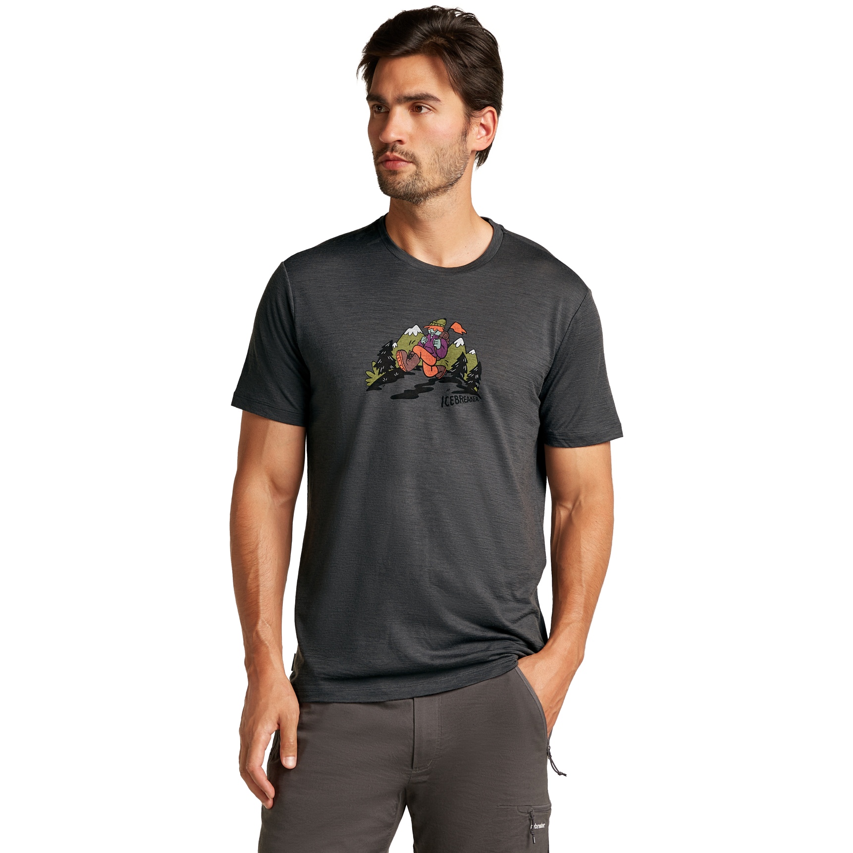 Foto de Icebreaker Camiseta Hombre - Merino 150 Tech Lite Catch Me Outside - Obsidian