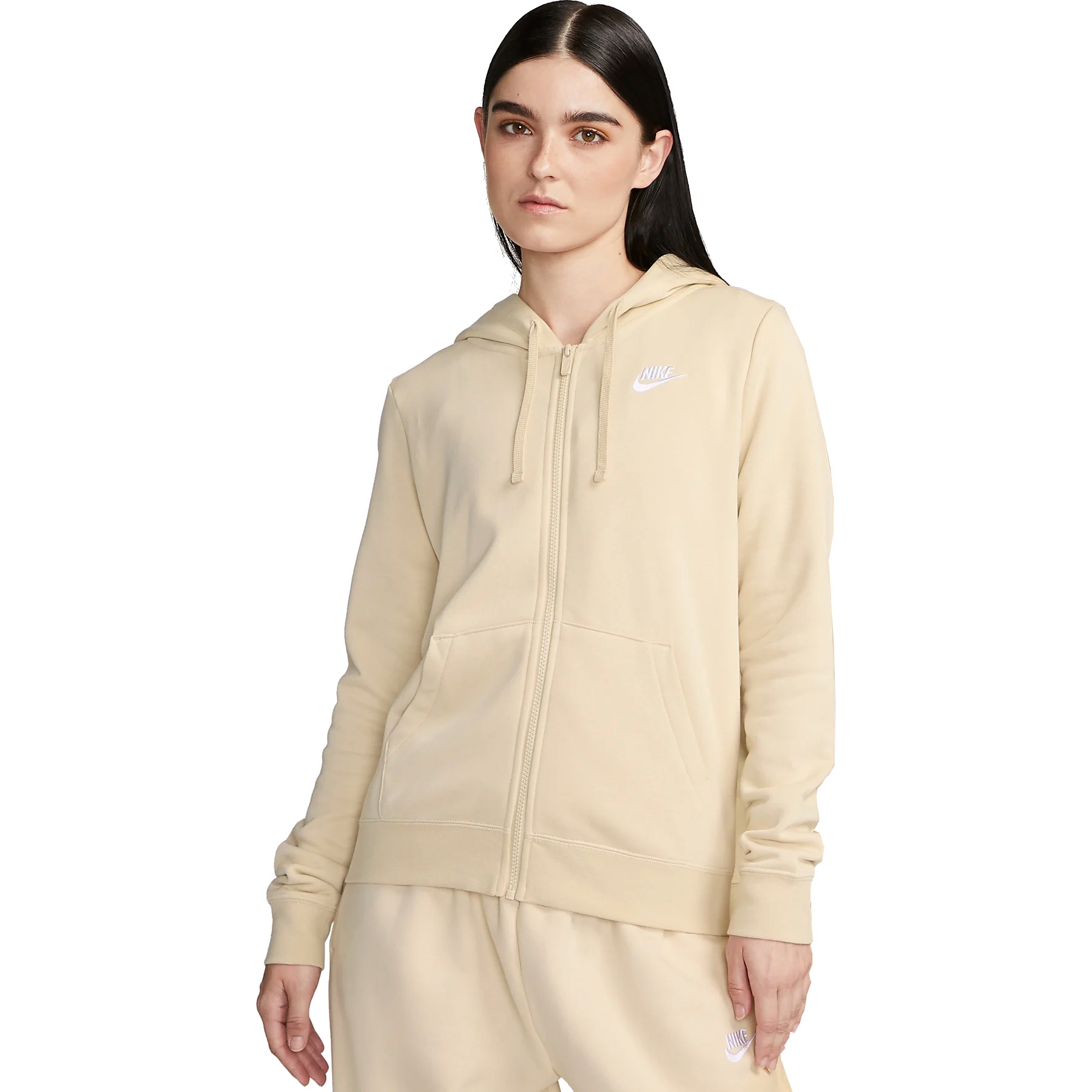 Immagine di Nike Giacca con Cappuccio Donna - Sportswear Club Fleece - sanddrift/white DQ5471-126