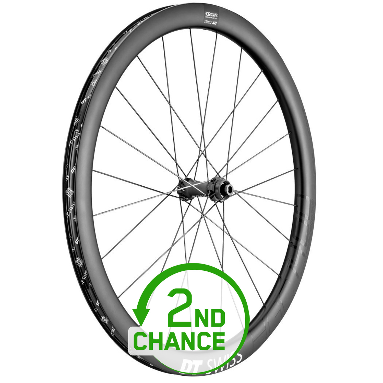 Picture of DT Swiss HGC 1400 SPLINE 42 Front Wheel - 28&quot; | Carbon | Hookless | Centerlock - 12x110mm Boost - black - 2nd Choice