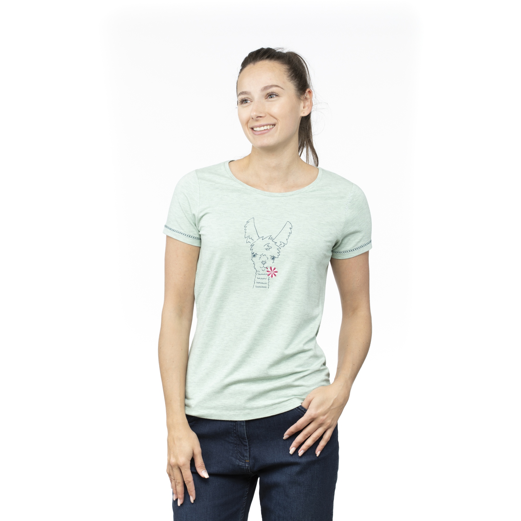 Picture of Chillaz Saile Happy Alpaca T-Shirt Women - light green melange