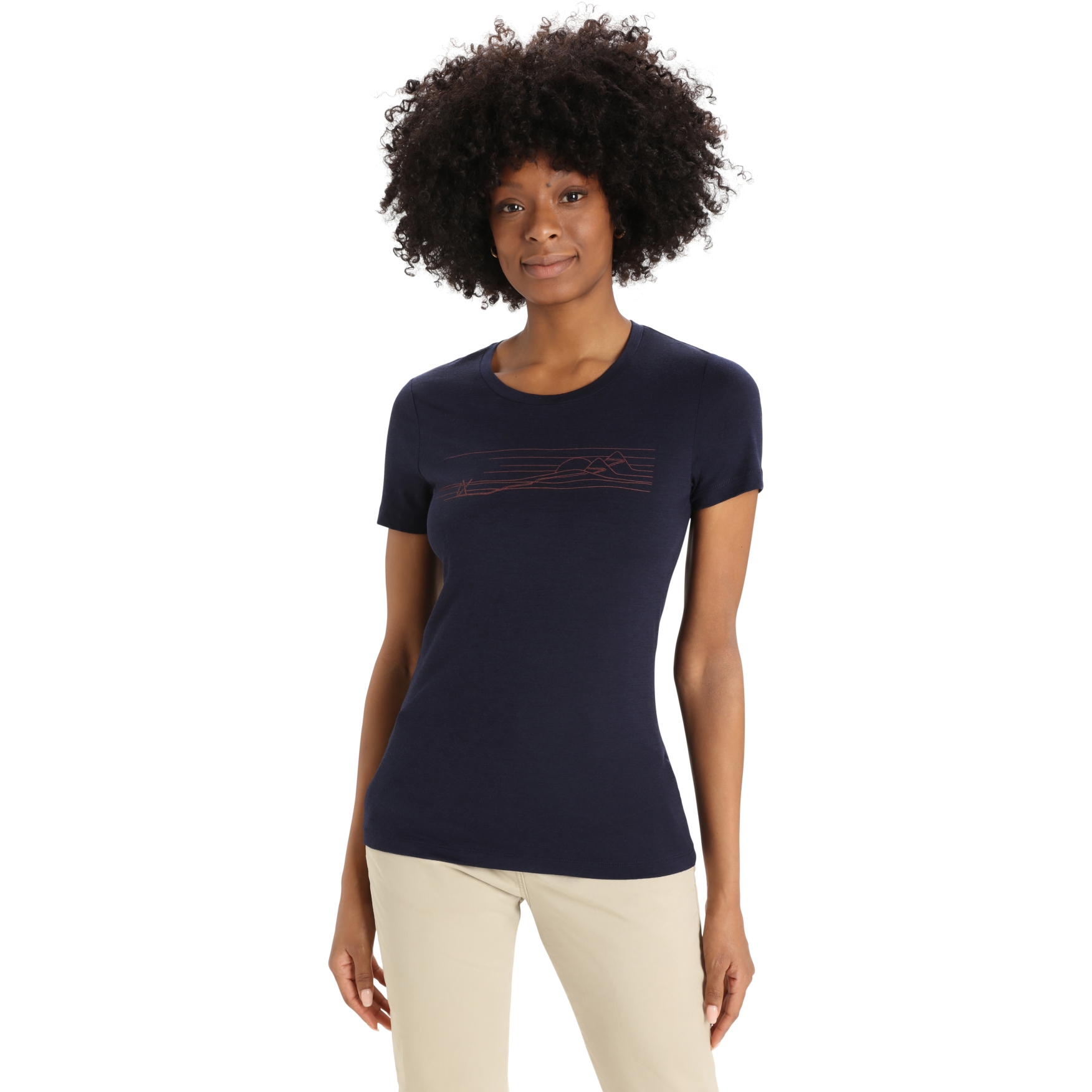 Imagen de Icebreaker Camiseta Mujer - Tech Lite II Ski Stripes - Midnight Navy