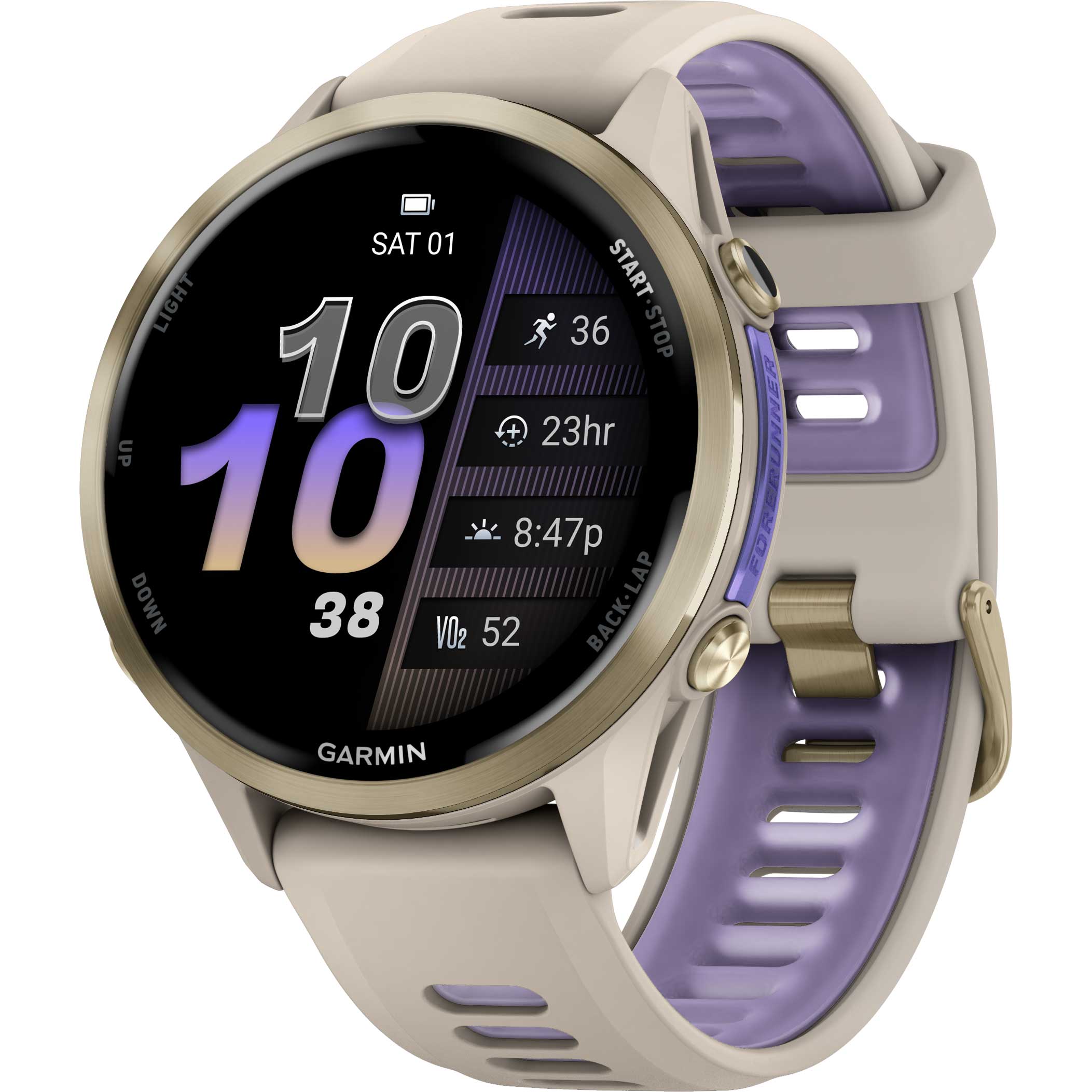 Produktbild von Garmin Forerunner 970 GPS Smartwatch - French Gray/Softgold Titan
