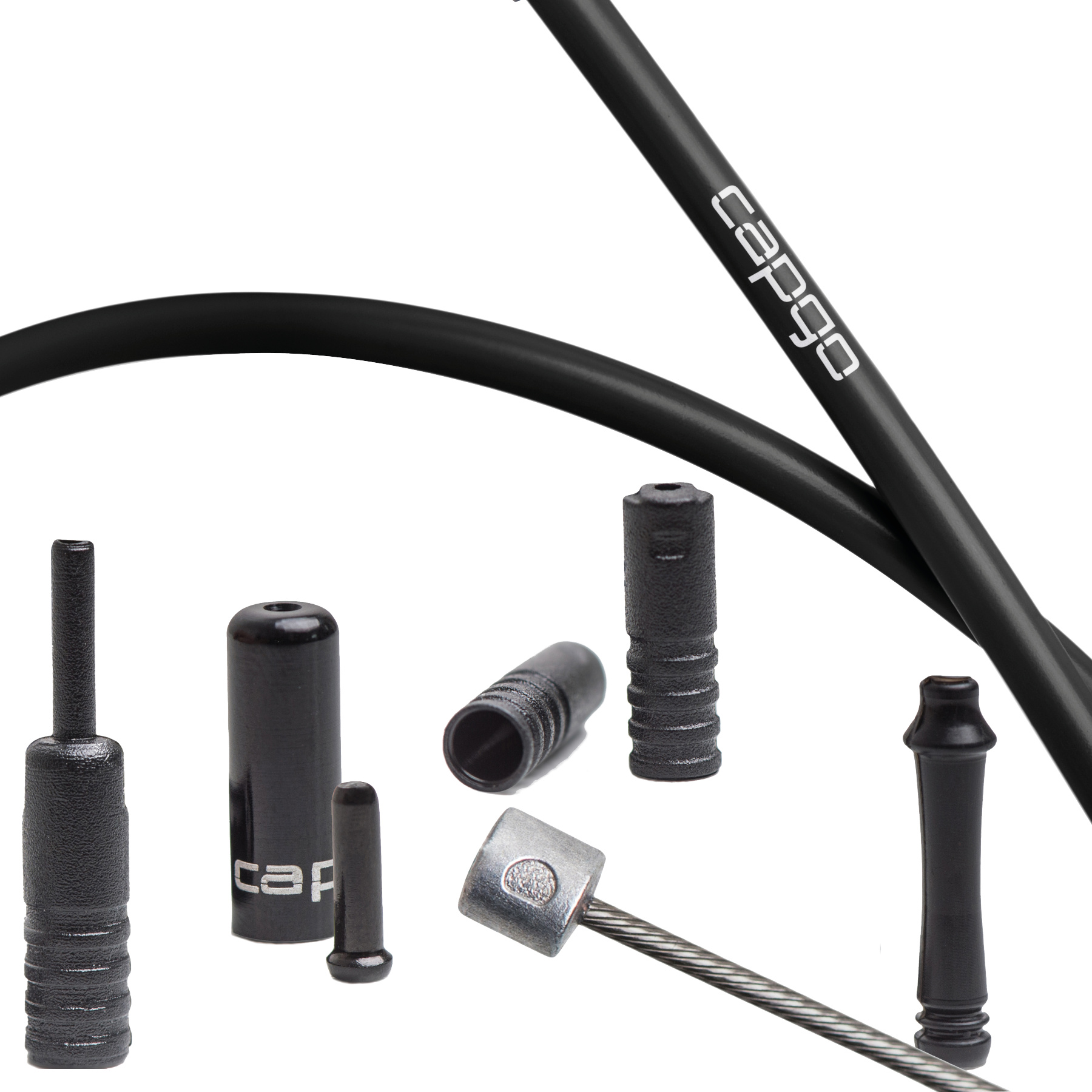 Picture of capgo Blue Line Shift Cable Set - 1-speed - Stainless Steel - PTFE - Shimano/SRAM Road/ATB - black
