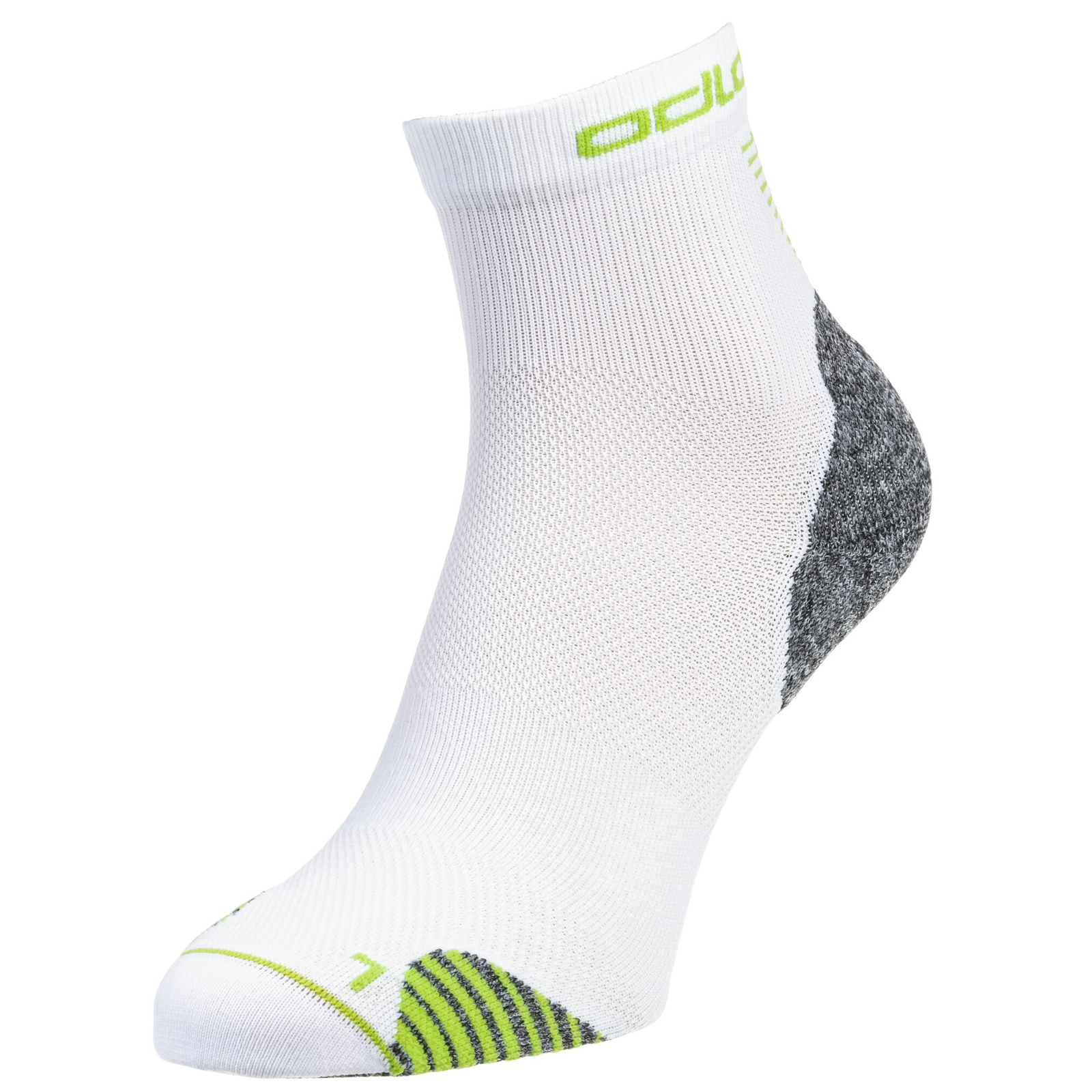 Odlo Ceramicool Running Quarter Socks - white - sharp green