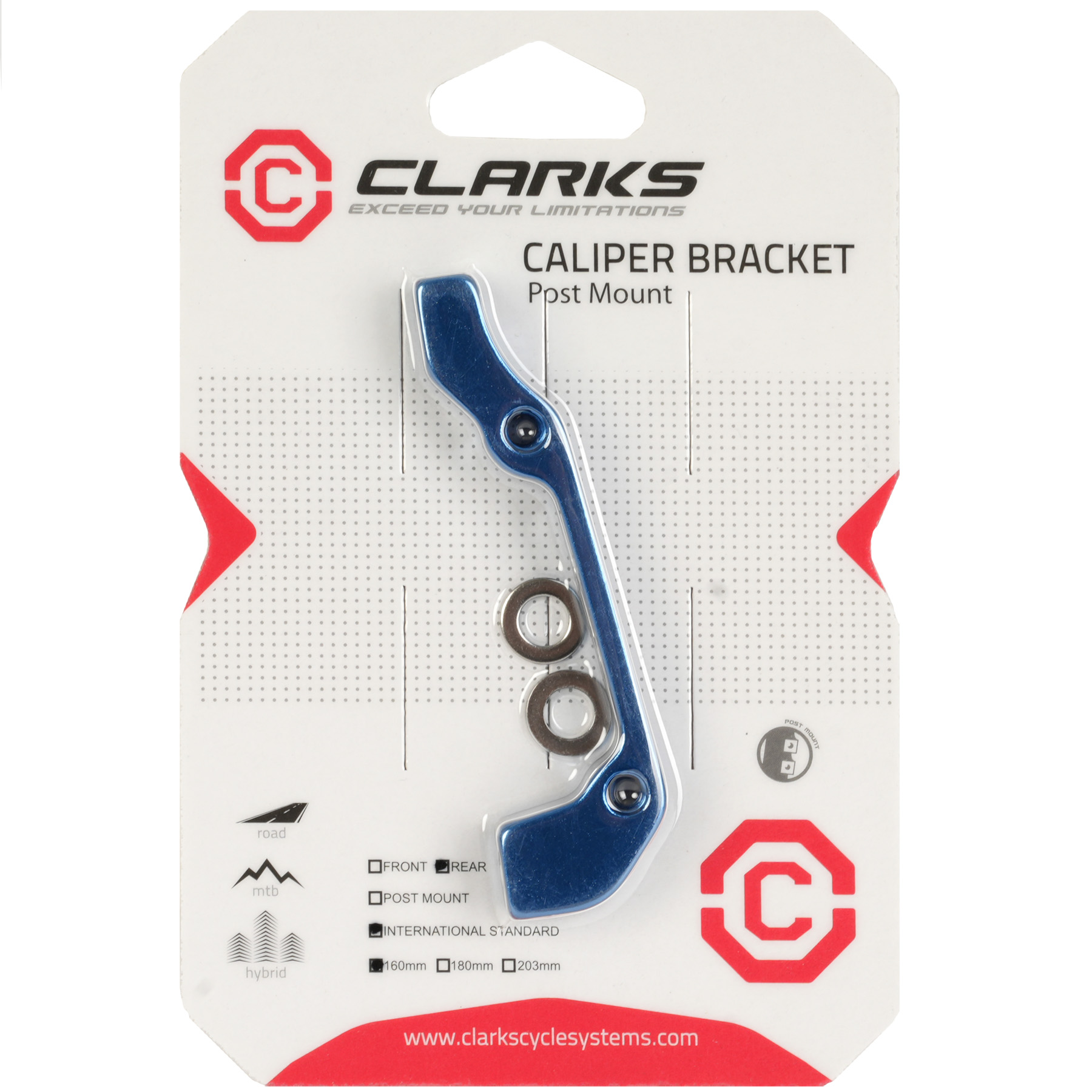 Produktbild von Clarks Bremssatteladapter - IS auf Postmount - Hinten - 160mm - blau