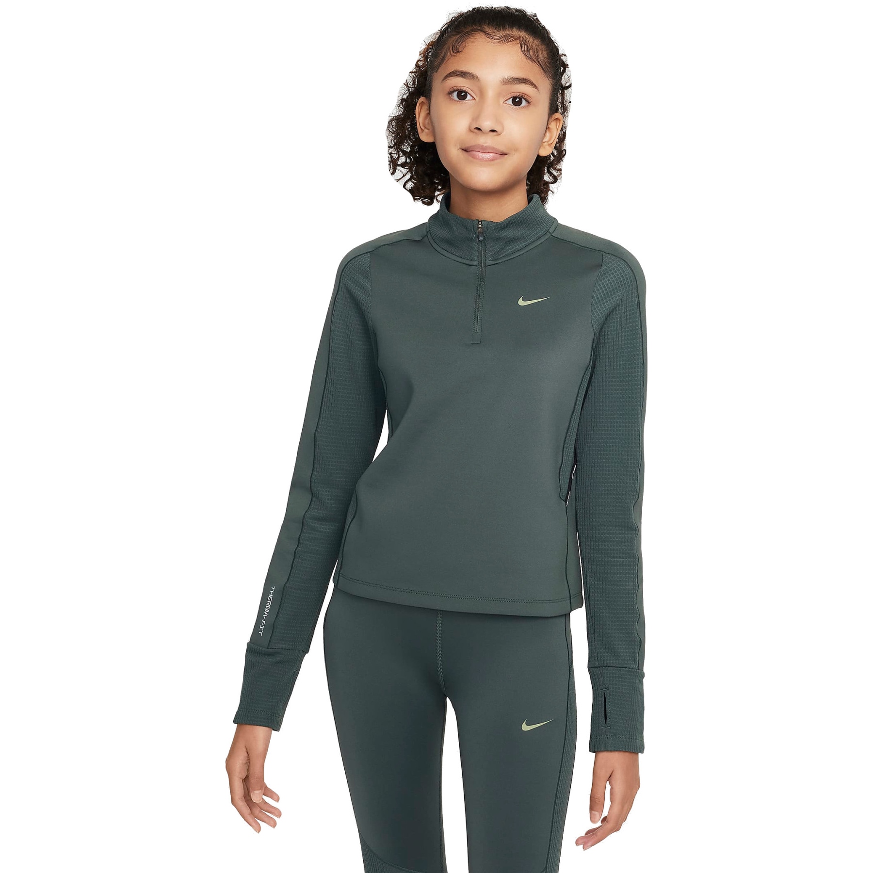 Nike Therma Fit Long Sleeve Half Zip Girls vintage green oil green HF4682 338