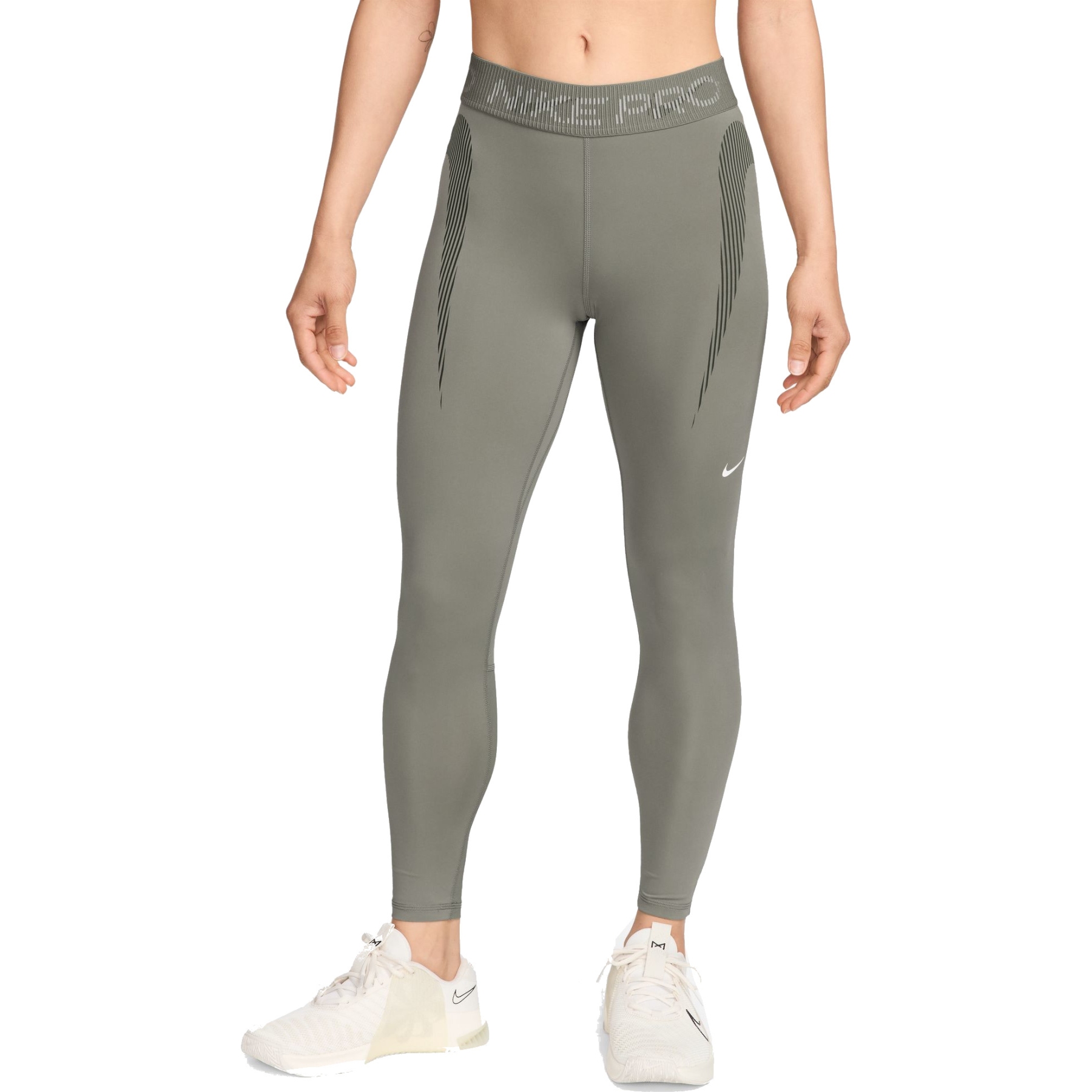 Женские колготки Nike Dri-FIT со средней посадкой GRX 7/8 - легкие армейские/цвета карго хаки/белые HJ1219-320