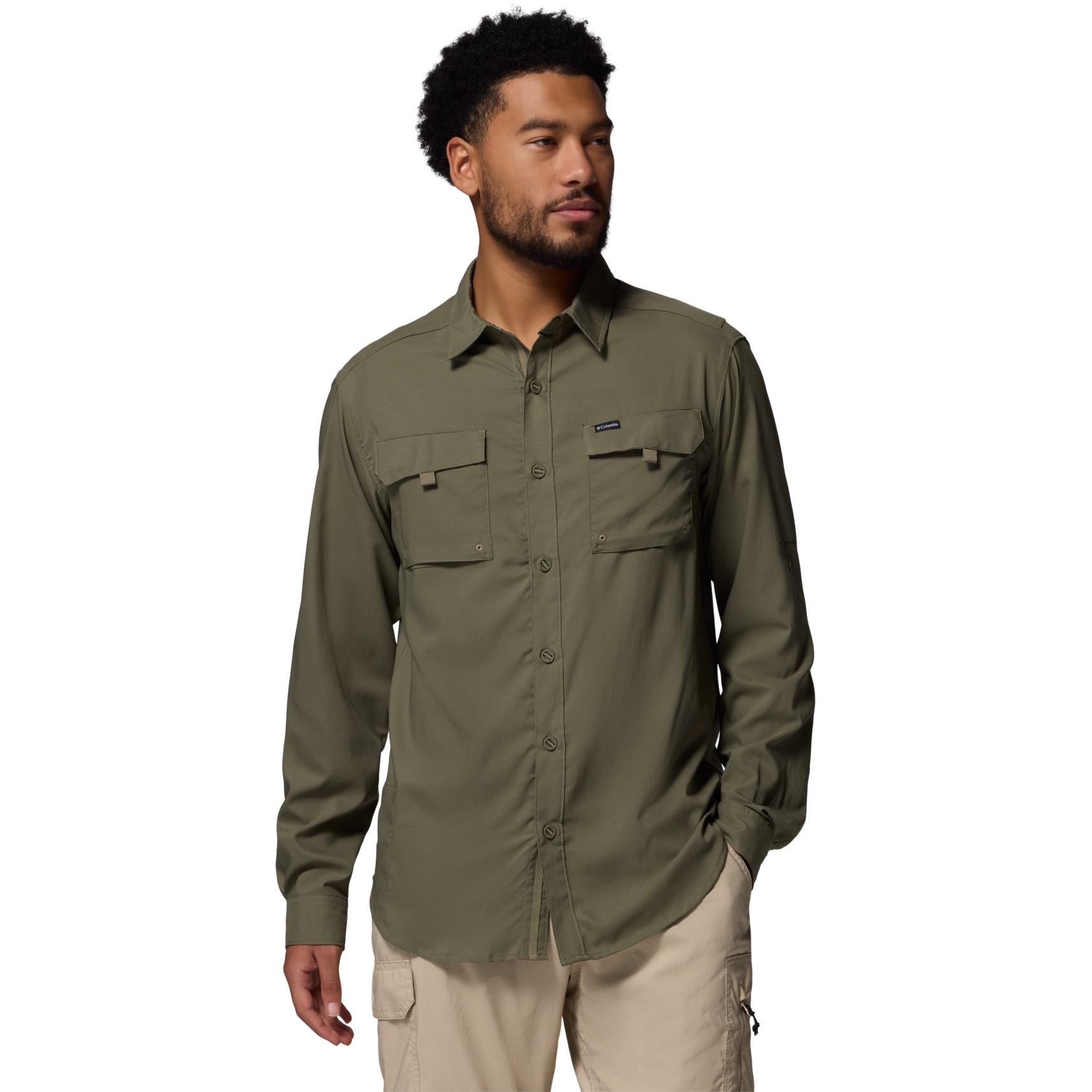 Columbia Maglia Trekking Uomo Silver Ridge Utility Lite: Manica Lunga, Traspirante, Protezione UV (Greenscape, XL)