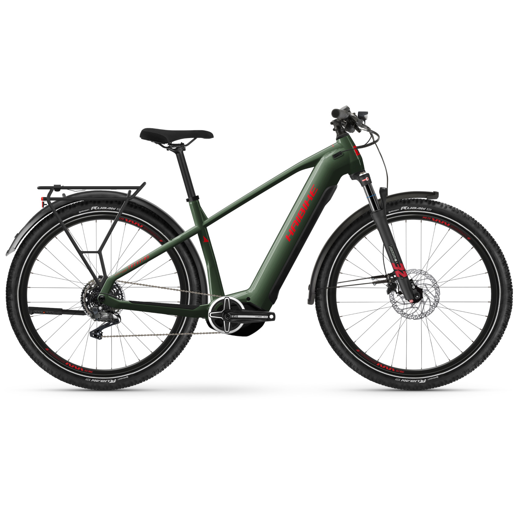 Picture of Haibike TREKKING 5 HIGH i720Wh - 27.5&quot; Electric Trek Bike - 2024 - olive/red - gloss