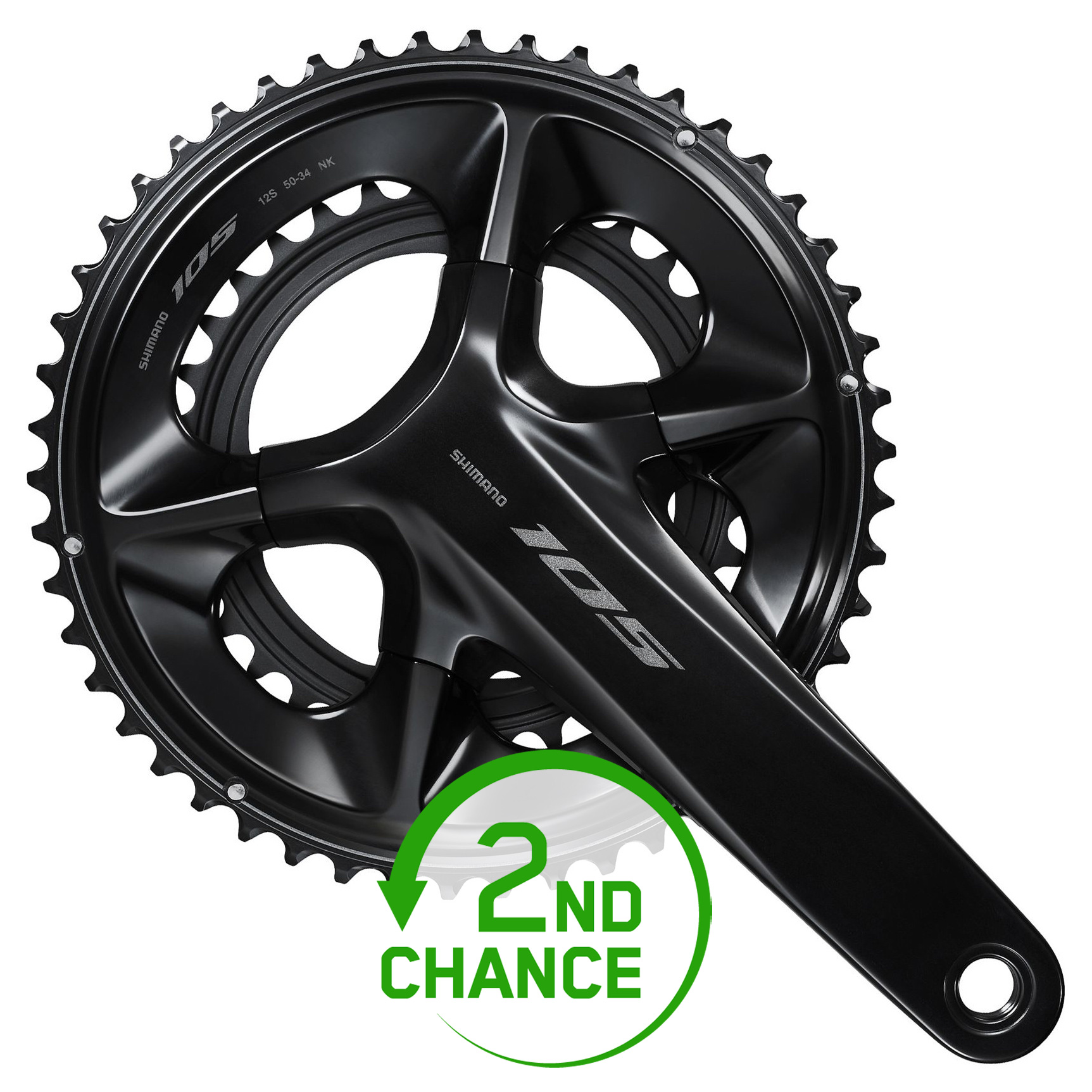 Шатунный вал Shimano 105 FC-R7100 - 2x12-ступенчатый - черный - 2-й вариант