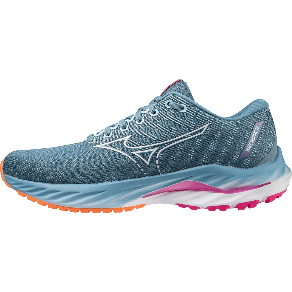 Picture of Mizuno Wave Inspire 19 Running Shoes Women - Provincial Blue / White / Magnificent Magenta