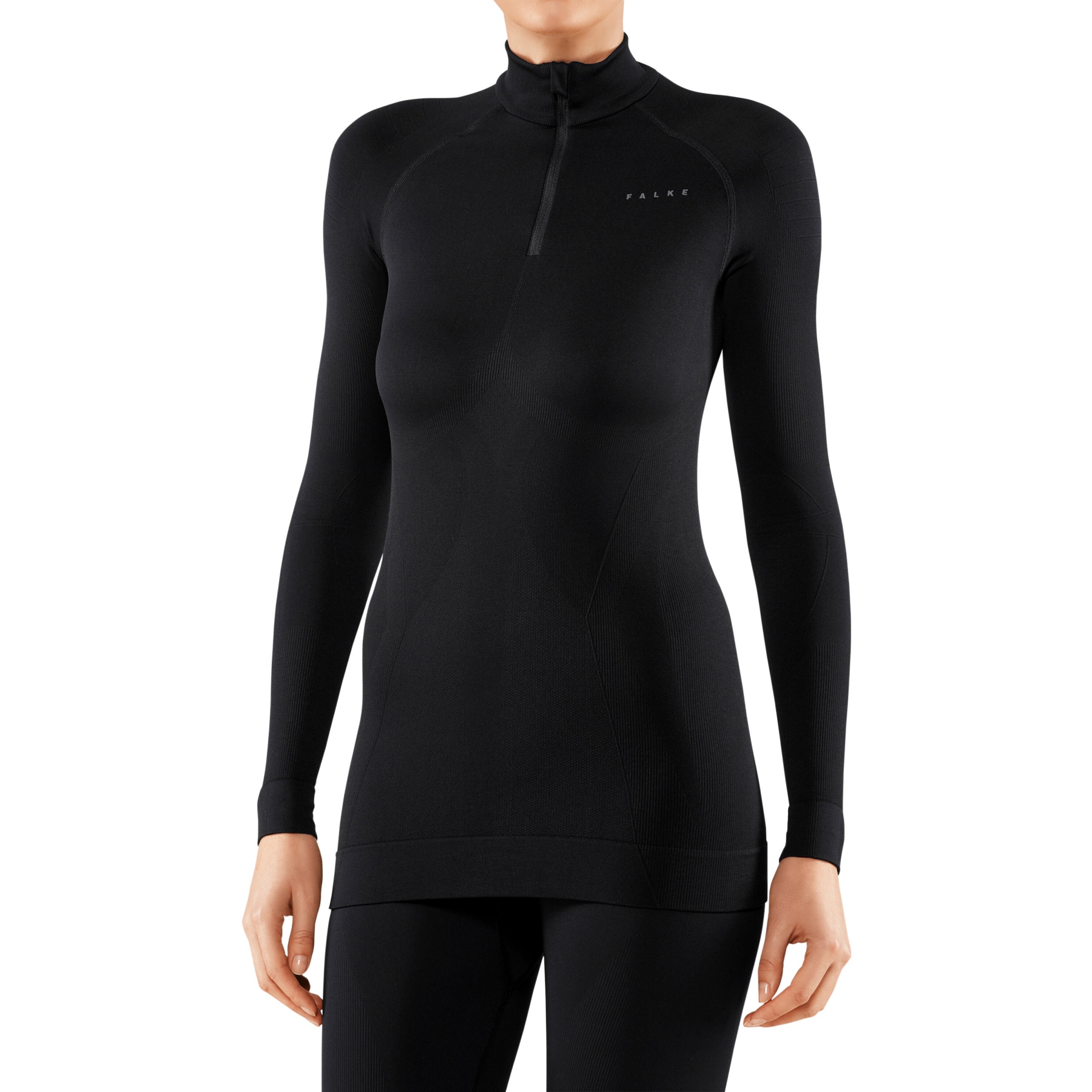 Produktbild von Falke Maximum Warm Zip Langarmshirt Damen - schwarz 3000