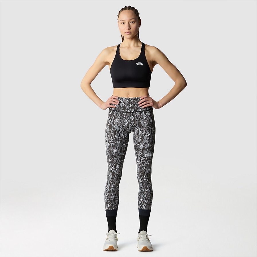 Women's Printed Activewear Sports Bra - Abstract Grid Printed, S 