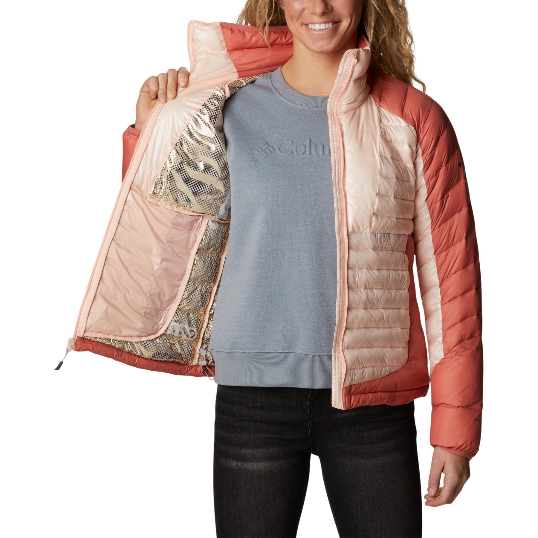 Columbia Chaqueta con Capucha Mujer - Powder Lite - Dark Coral