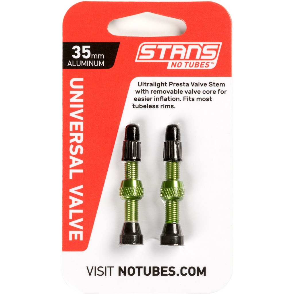 Image of Stan's NoTubes Universal Tubeless Valves - 35mm (1 Pair) - green