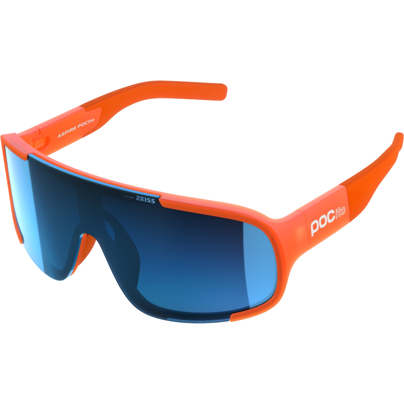 Produktbild von POC Aspire POCito Brille - 1230 Fluorescent Orange Translucent / Equalizer Grey/Space Blue Mirror