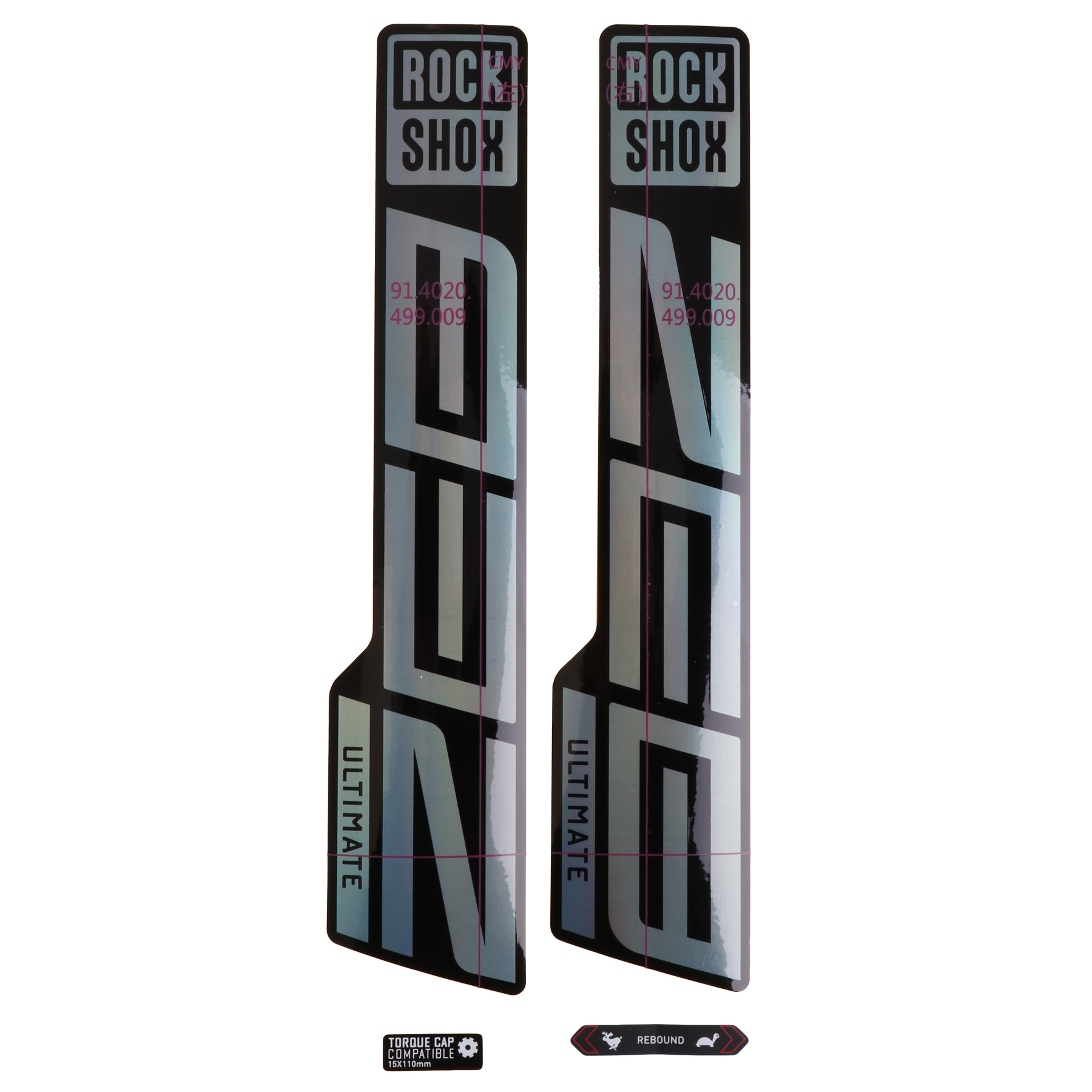 Productfoto van RockShox Decal Kit for 27.5/29&quot; ZEB Ultimate - gloss rainbow foil for high gloss black (2021)