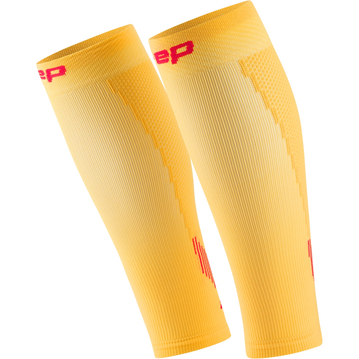 Image of CEP Core Run Calf Sleeves Women - marigold/burgundy