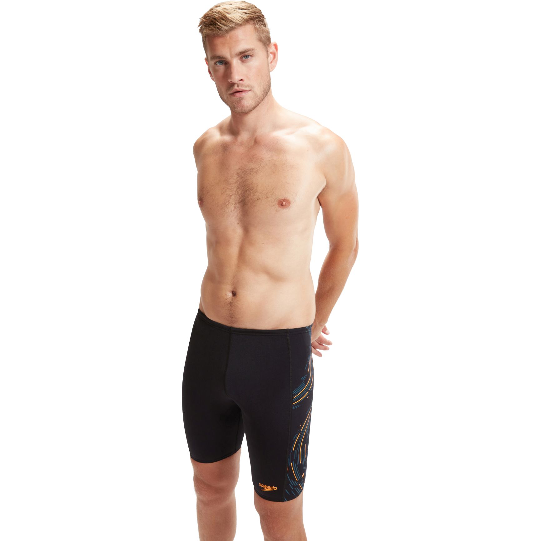 Picture of Speedo Tech Panel Jammer Men - black/mandarin peel/dark teal