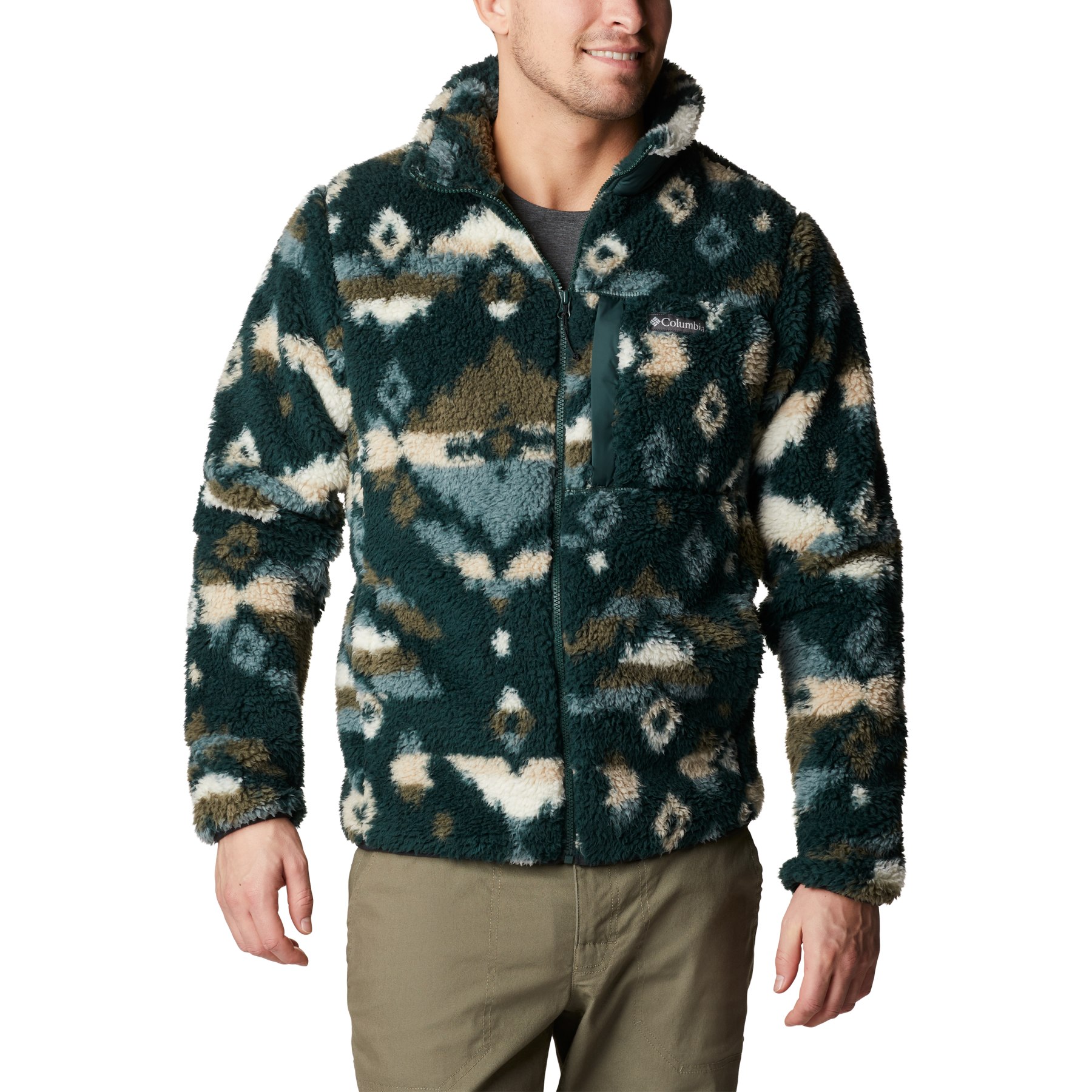Image of Columbia Winter Pass Print Full Zip Fleece Jacket - Spruce Rocky Mountain Print