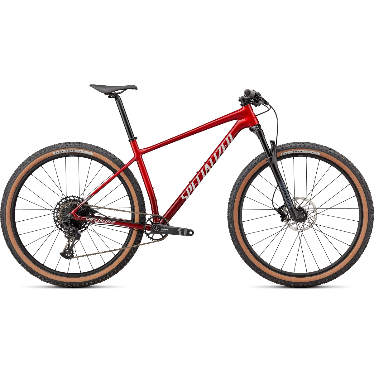 Photo produit de Specialized CHISEL COMP - 29&quot; Mountainbike - 2024 - gloss red tint / brushed silver / tarmac black / gold pearl