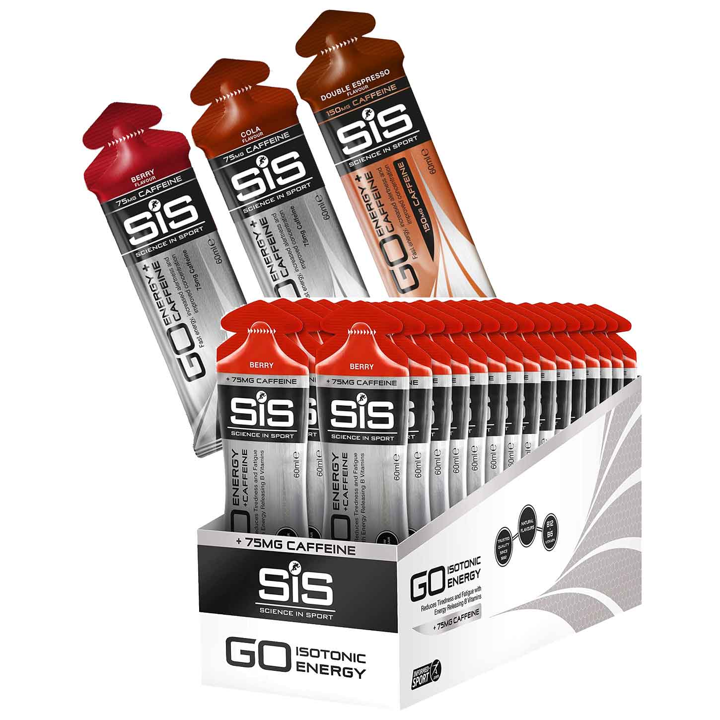 Produktbild von SiS GO Energy + Caffeine - Gel mit Kohlenhydraten + Koffein - 30x60ml
