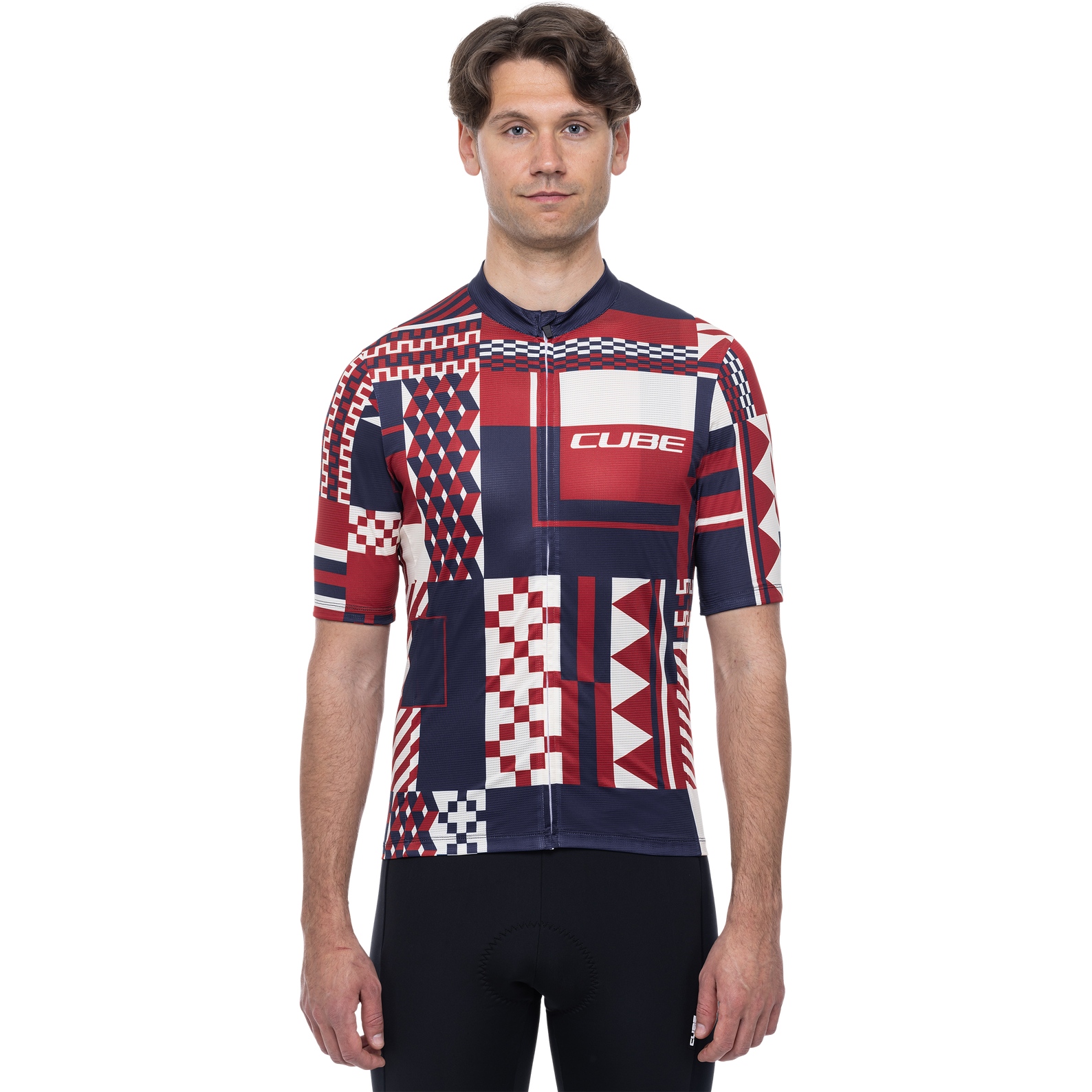 Photo produit de CUBE Maillot Manches Courtes Homme - BLACKLINE CMPT - blue´n´red´n´beige