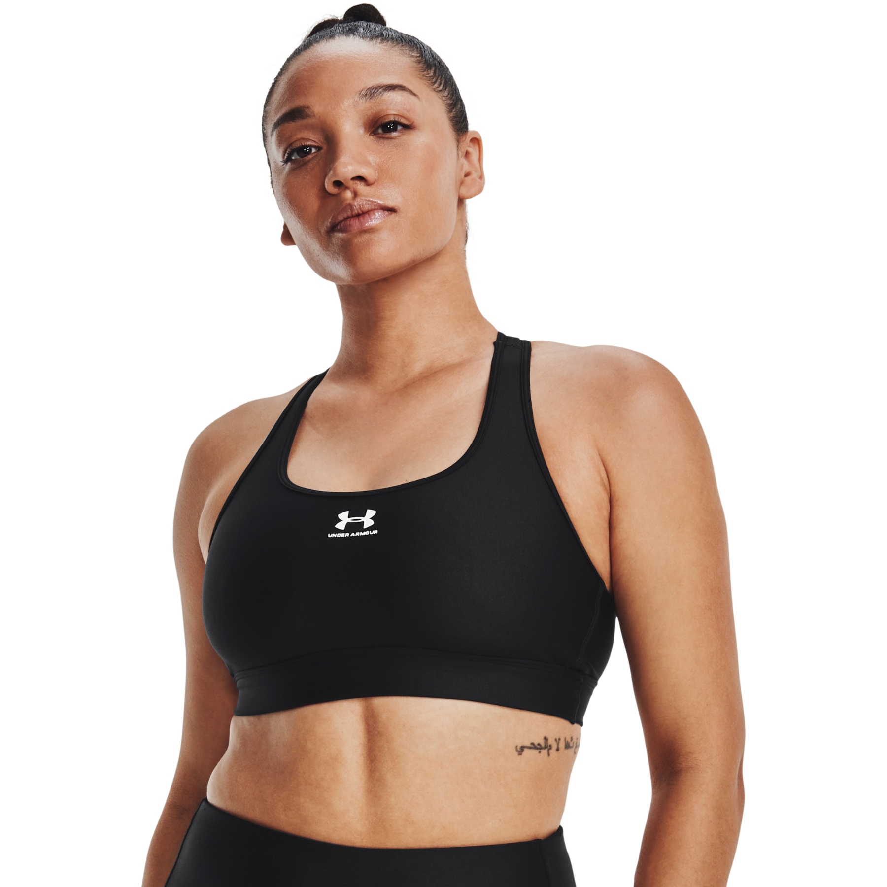 Under Armour HeatGear® Armour Mid Padless Sports Bra Women -  Black/Black/White