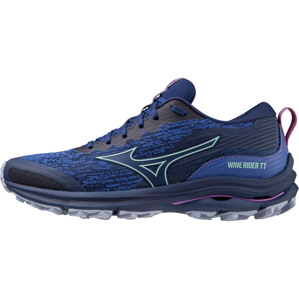 Immagine prodotto da Mizuno Scarpe Running Donna - Wave Rider TT - Blue Depths / Beveled Glass / Vivid Orchid