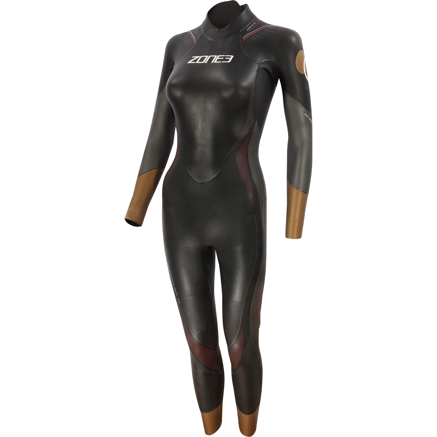 Productfoto van Zone3 Women&#039;s Aspire Thermal Wetsuit - black/grey/gold/red