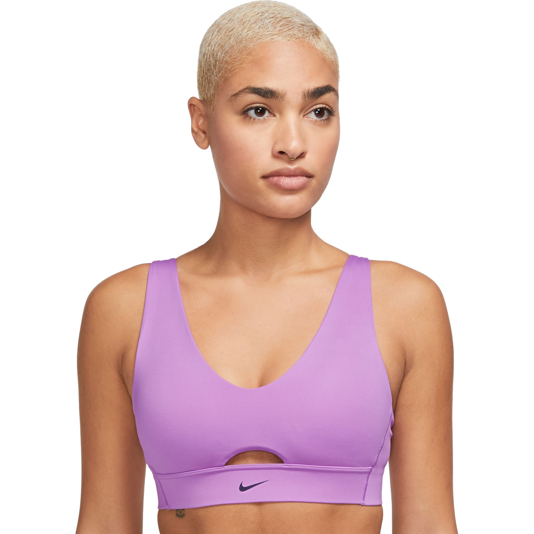 Produktbild von Nike Indy Plunge Cutout Sport-BH mit mittlerem Halt für Damen - rush fuchsia/purple ink DV9837-532