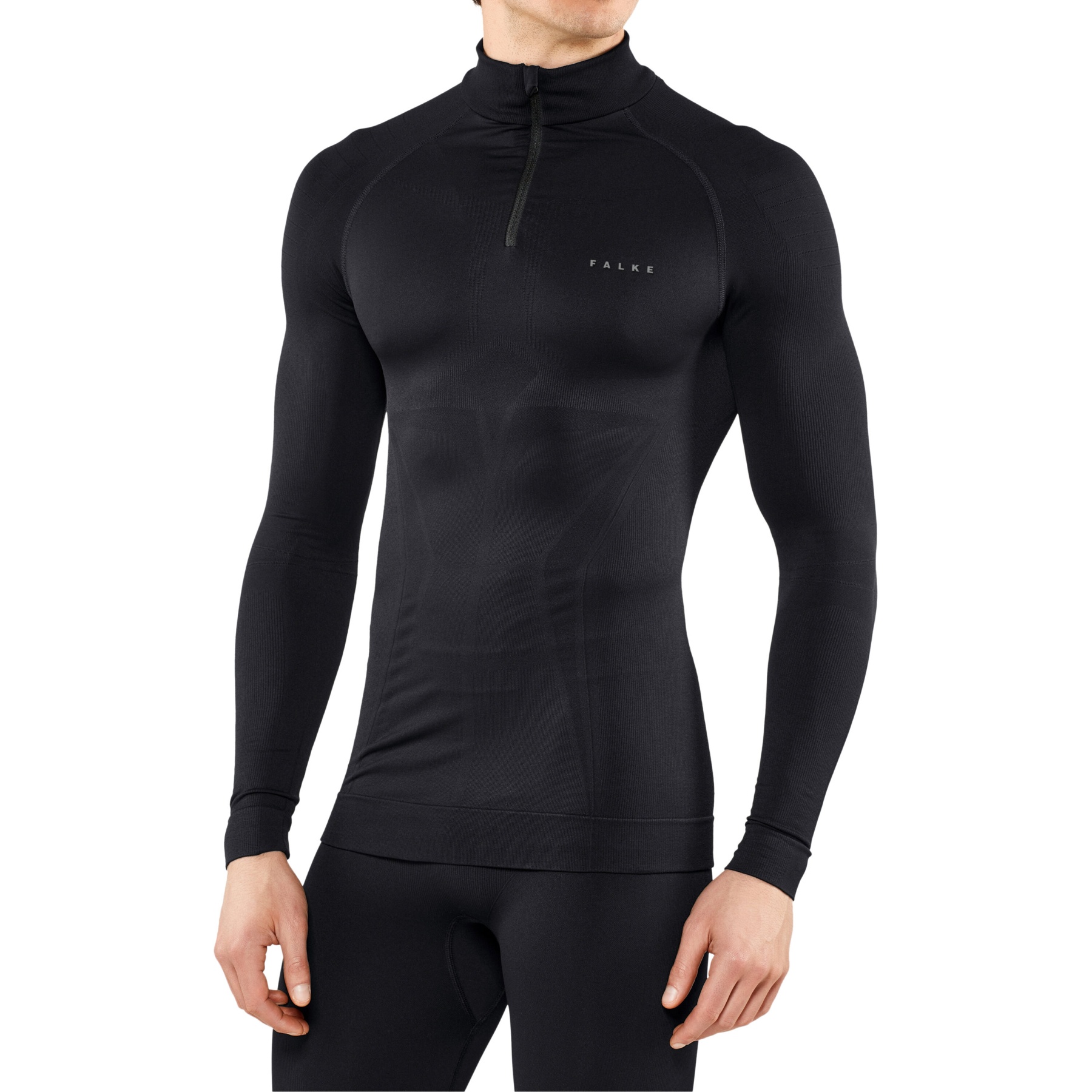 Picture of Falke Maximum Warm Half-Zip Longsleeve Shirt - black 3000