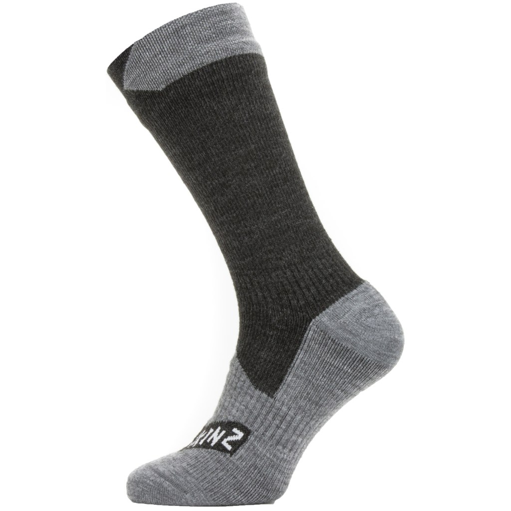 Picture of SealSkinz Waterproof All Weather Mid Length Socks - Black/Grey Marl