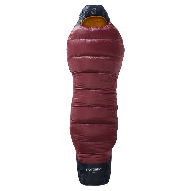 Picture of Nordisk Oscar -2° Curve L Sleeping Bag - Rio Red/Mustard Yellow/Black