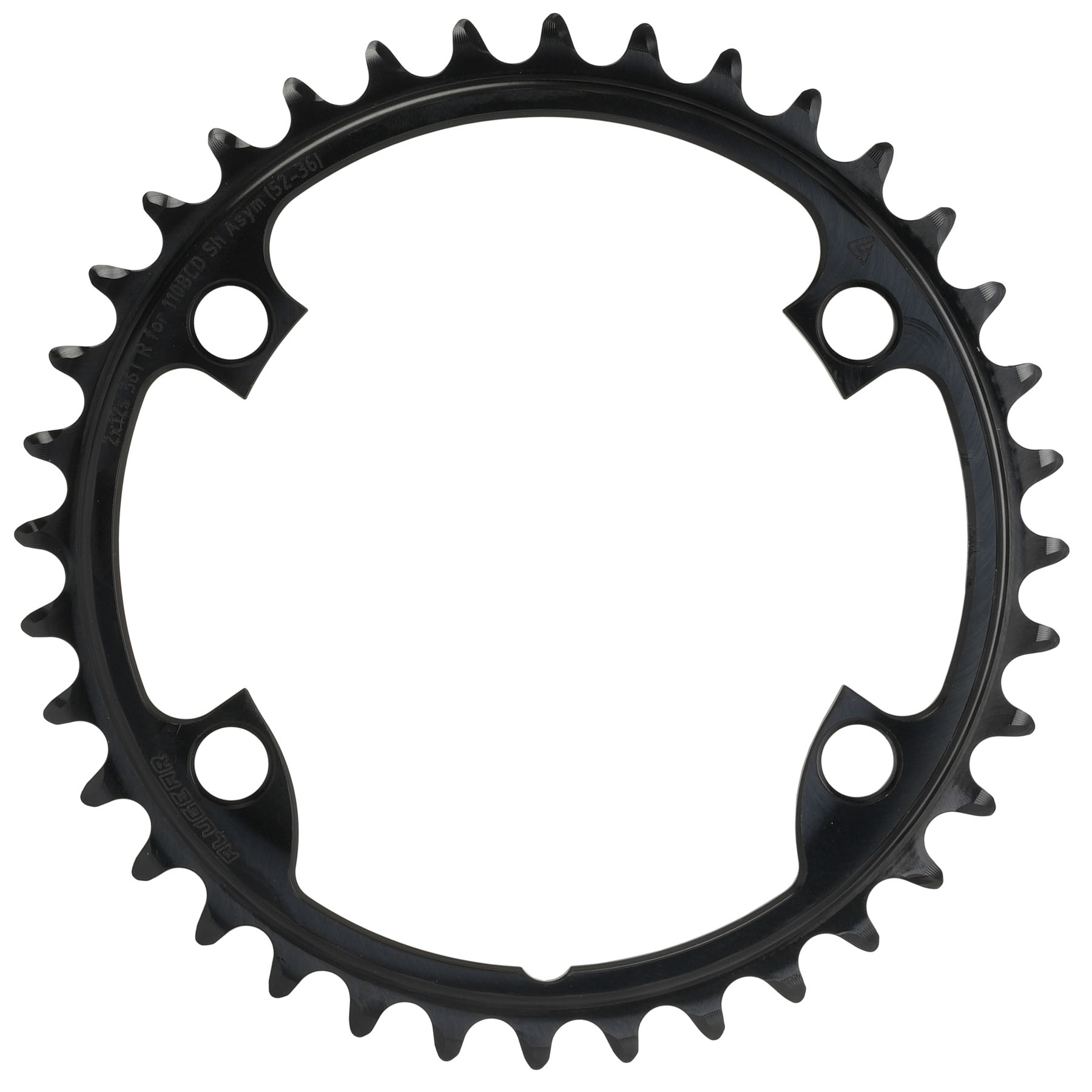 Produktbild von Alugear Kettenblatt - Road | 4x BCD 110 (Shimano Asymmetric / innen) | 2x 12s - rund | schwarz