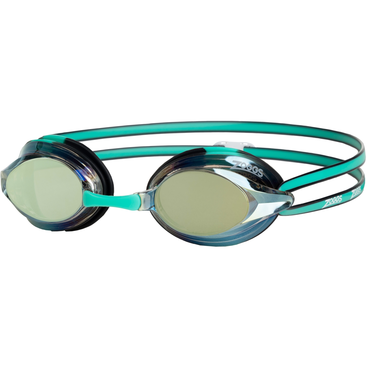Picture of Zoggs Racer Titanium Swimming Goggles - Mirror Gold Lenses - Green/Black