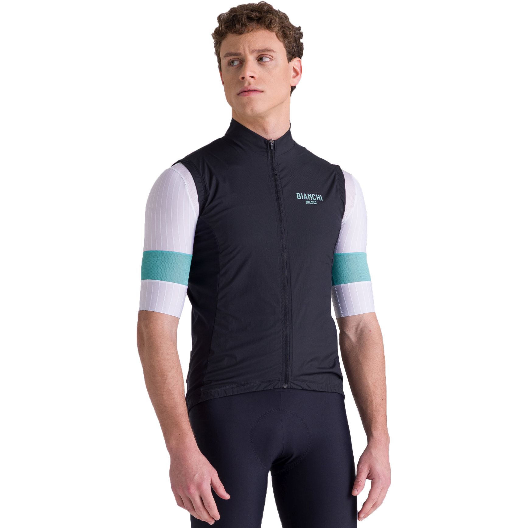 Produktbild von Santini Bianchi Milano Windshell Wind Weste Unisex BI54575BWSHEL - schwarz NE