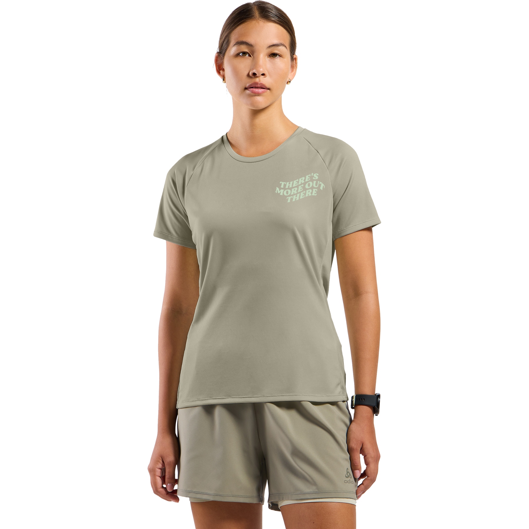 Productfoto van Odlo Essentials TMOT-Print Hardloopshirt Dames - agate gray